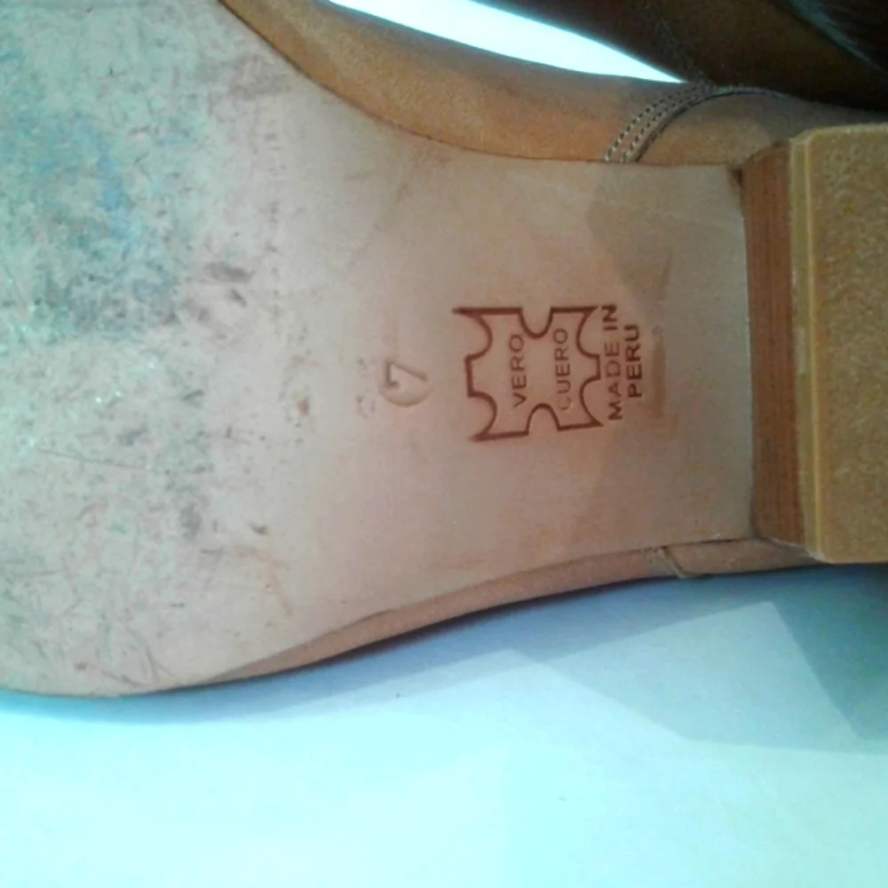 Fortress of Inca brown-orange  ankle boots block heel